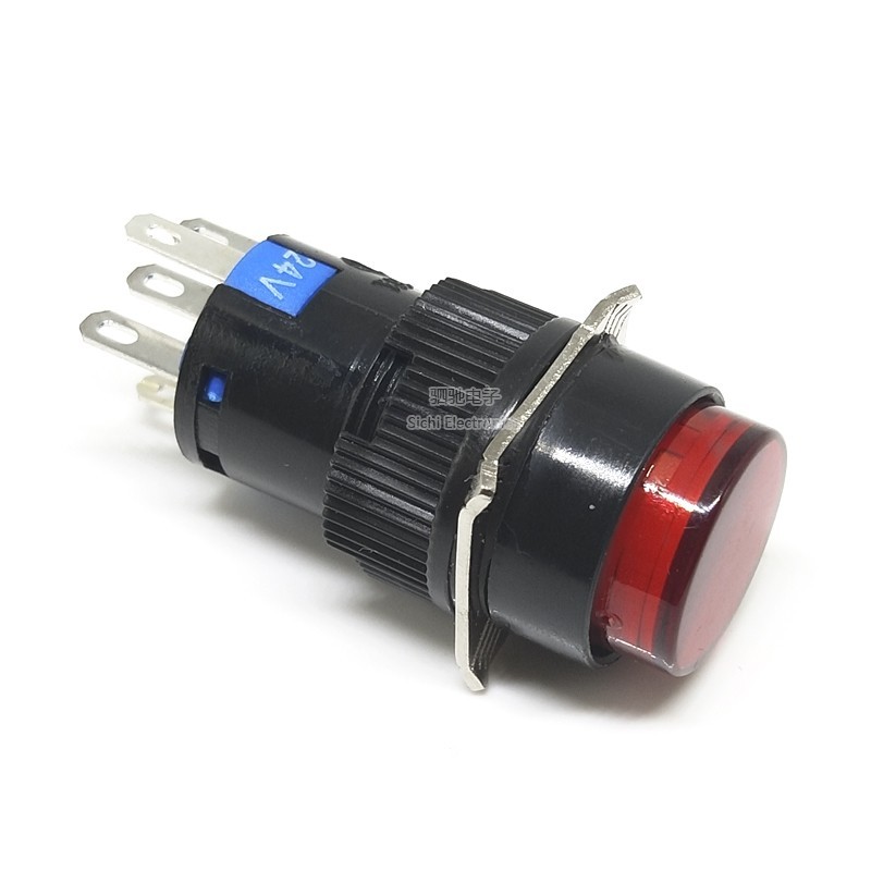 AB6-A Nút khởi động nguồn 3 chân tự khóa Nút 220V AL6-M Đặt lại 5 chân có đèn Công tắc 16mm LA16