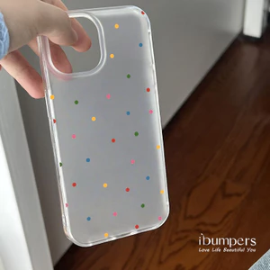 ibumpers Ốp Điện Thoại iPhone Đáng Yêu Họa Tiết Chấm Bi Ốp Lưng Trong Suốt Nhám Mờ Chống Bẩn Chống Sốc Cho IPhone 16 15 14 12 13 11 Pro Max IP 7 8 Plus X XS XR