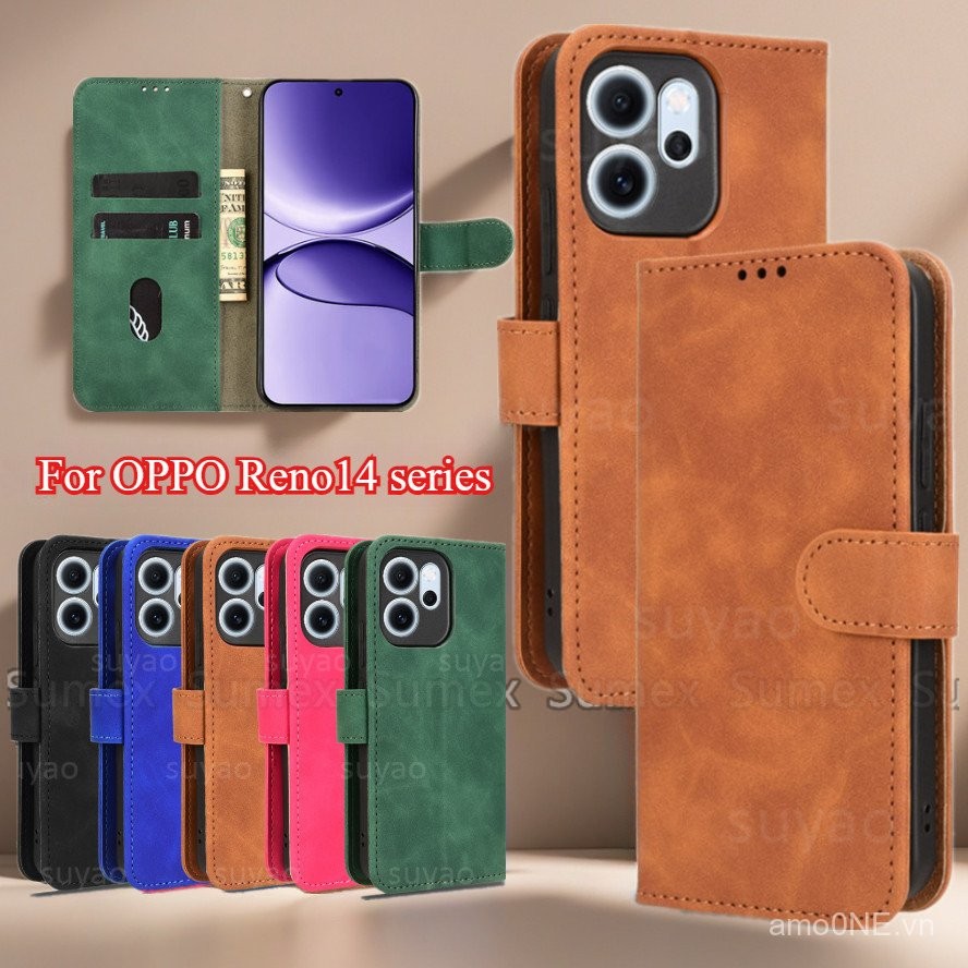 Bao Da Lật Cho OPPO Reno14 F Reno 14 Pro 14F 5G Ốp Điện Thoại Chống Sốc Chống Rơi Giá Đỡ Ví Từ Tính Vỏ OPO Reno14F Reno14Pro CPH2737 CPH2739 CPH2743 2025 3YTA