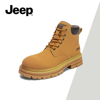 Giày bốt công sở màu vàng mới của JEEP - Mid-Cut, Đế dày, Phong cách Martin, Hàng hóa ngoài trời, Thu đông, Giày bốt ngắn hợp thời trang, Chống nước, Chắc chắn