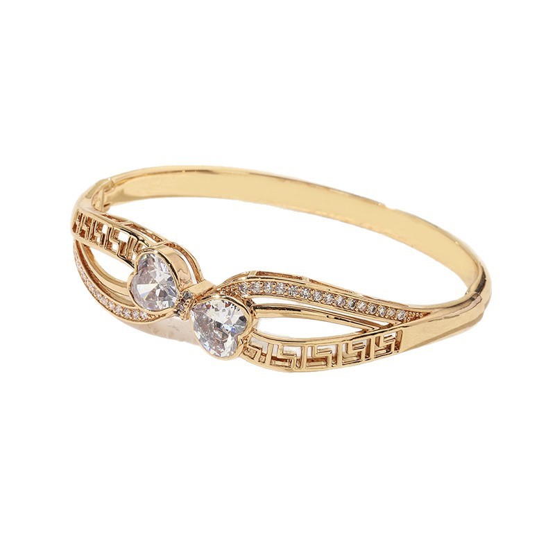 Vòng tay zircon kẻ sọc mạ điện hợp kim - Phong cách mới từ châu Âu và Mỹ, sang trọng và độc đáo