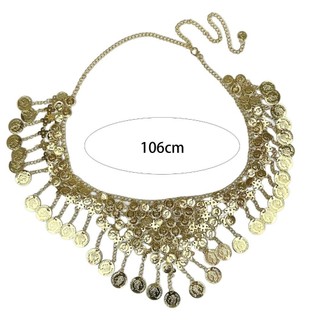 MIKYCO Dây Thắt Lưng Khiêu Vũ Tua Rua Bạc, Hạt Kim Loại, Phong Cách Dân Tộc Y2K