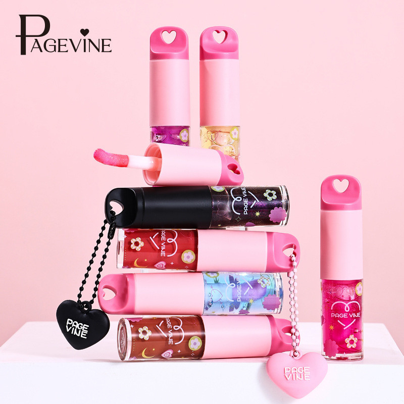 ✨TRANG VINE Thay Đổi Nhiệt Độ Nước Bóng Môi Glaze Trái Tim Mặt Dây Chuyền Dưỡng Ẩm Môi Trang Điểm 25.7.20