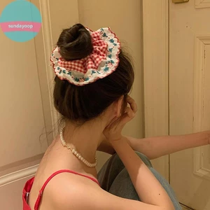 Sund Đẹp Thêu Lớn Scrunchies Co Giãn Tóc Dây Buộc Tóc Nữ Ngọt Ngào Phụ Kiện Tóc Đuôi Ngựa Giá Đỡ Dây VN