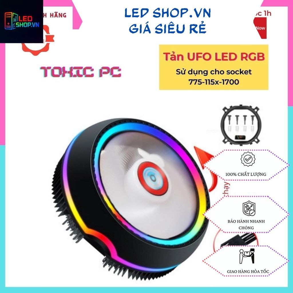 Quạt Tản Nhiệt, Fan CPU UFO X Led RGB - Tự Động Đổi Màu Và Hiệu Ứng