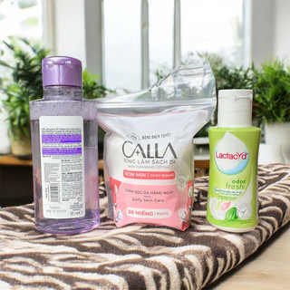 Combo 3 món cho nữ : 1 tẩy trang 95ml + 1 Bông tẩy trang 30 miếng + 1 dung dịch vệ sinh XL 60m