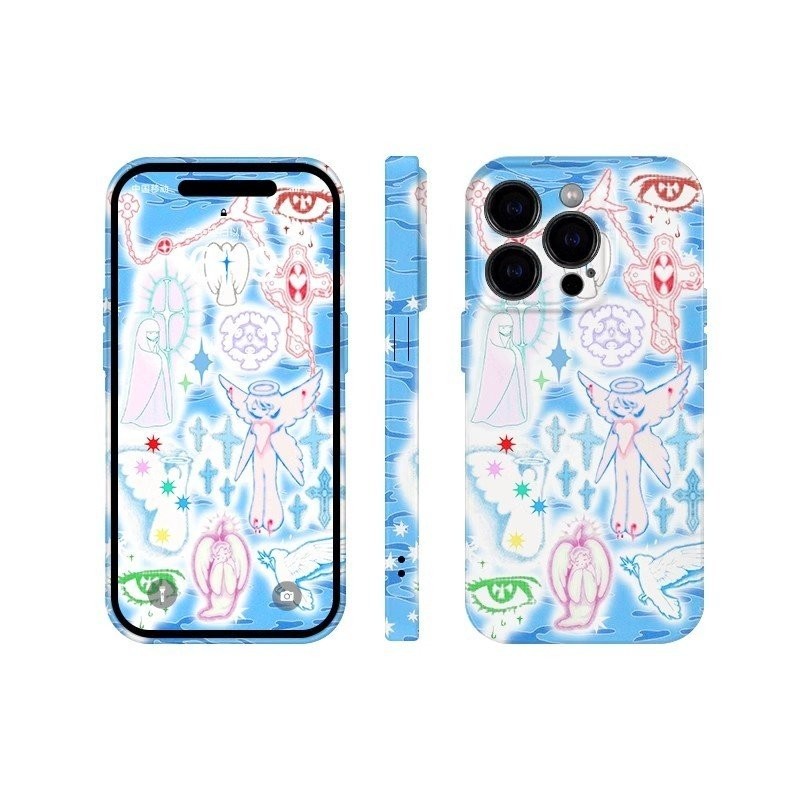 Ốp Điện Thoại Y2k Angel Cross QYJS Thích Hợp Cho IPhone X XS XR XSMAX 11 12 PRO 13 14 15 16 ProMax 16 15 14 PLUS Ốp Lưng Cứng Phim Niche ZSV8
