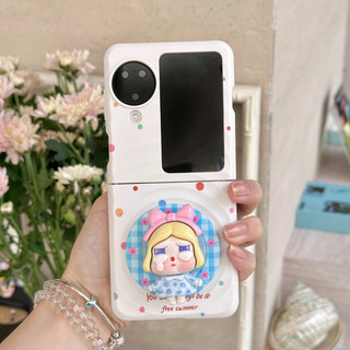 Ốp điện thoại gấp cho Oppo Find N3 Flip Boyang Design Wave Point Crying Child Giá đỡ từ tính Vòng tay vỏ điện thoại tpu cứng