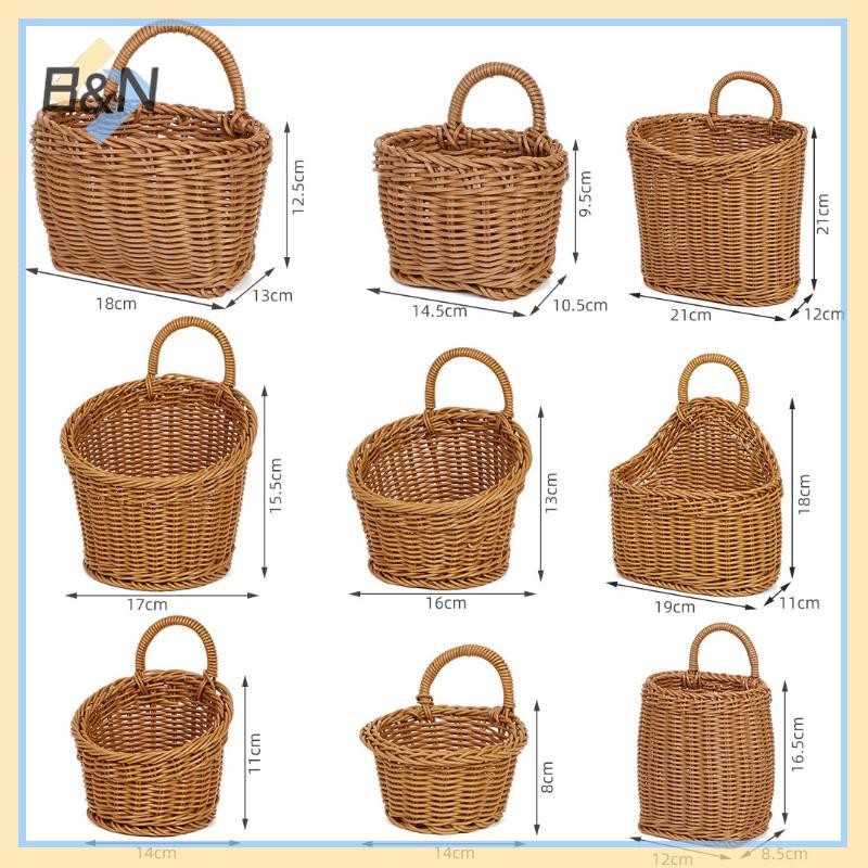 B & N Giả Mây Giỏ Đựng Đồ Nhà Bếp Màu Nâu Có Tay Cầm Giỏ Dệt Tay Rau Quả Hoa Đồ Lặt Vặt Sắp Xếp.