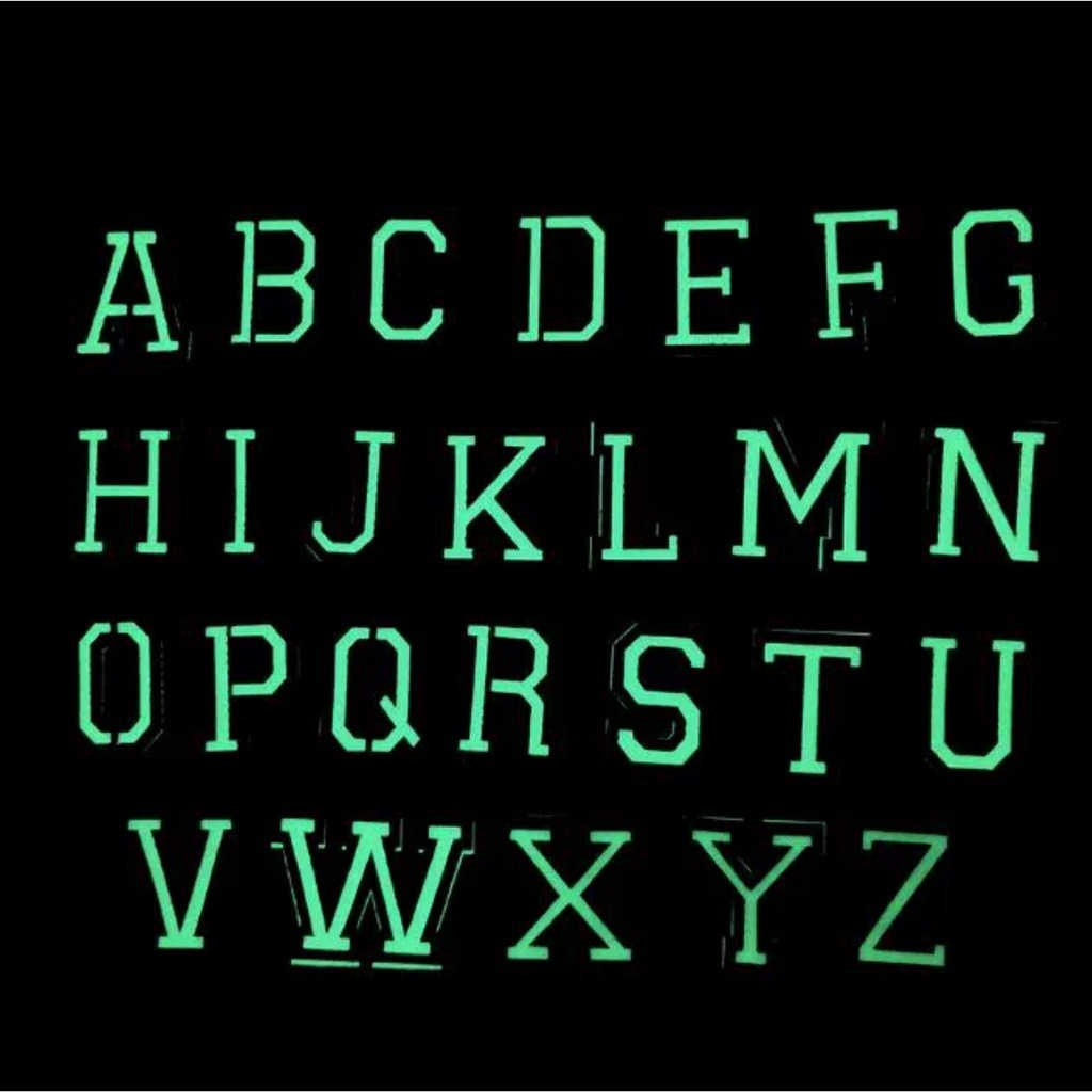 Patch_velcro chữ cái A-Z cắt laser phát sáng gắn ba lô_túi xách
