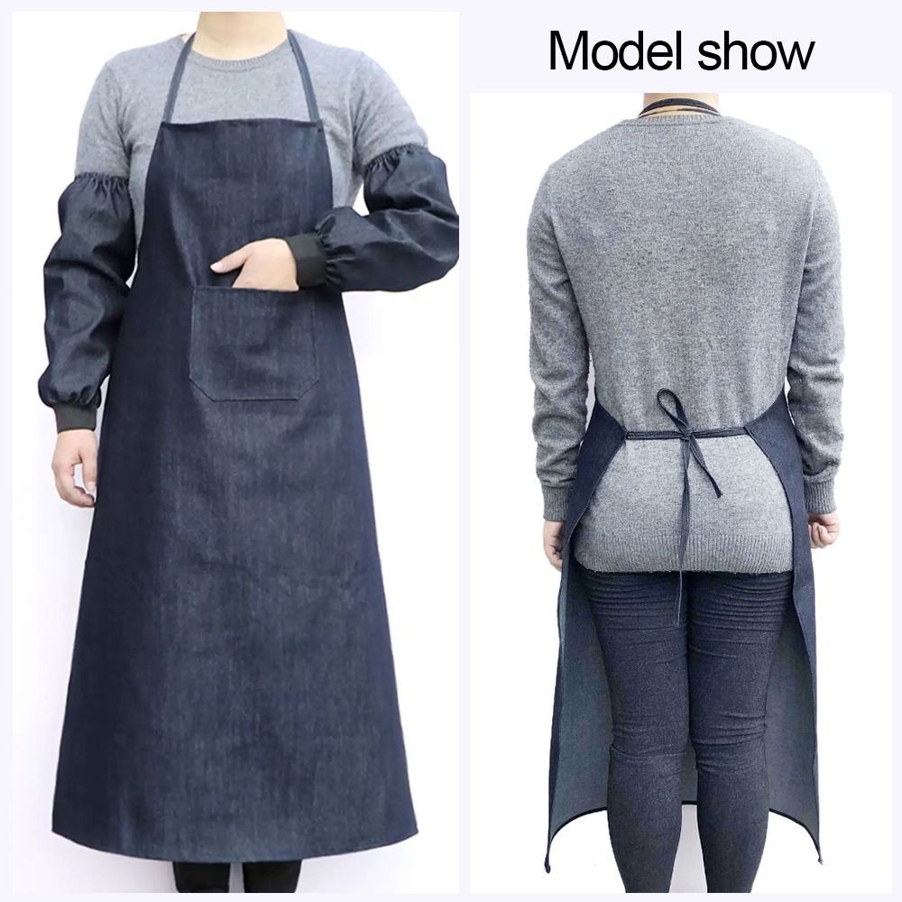 Tạp dề làm việc JIGK, với 1 túi Tạp dề cao bồi dày, Tạp dề bồi bàn Unisex chống mài mòn thời trang