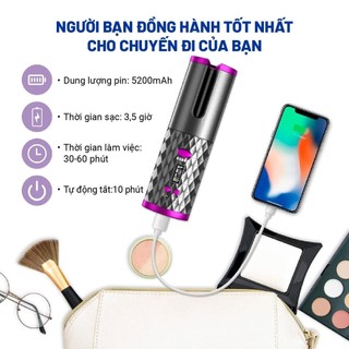 Máy Uốn Tóc Không Dây Hyundai HC-120-GY- nhỏ gọn-6 mức nhiệt, xoay 360°, sạc pin- Bảo hành 12 tháng