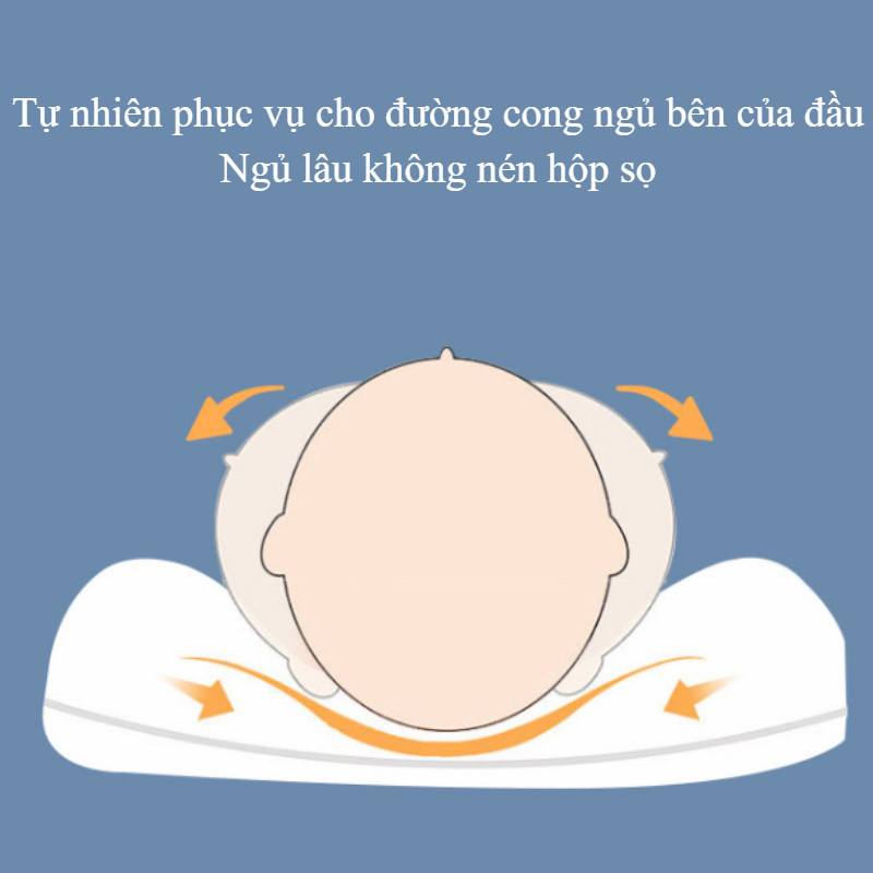 Gối Chống Bẹp Méo Đầu Cho Bé Sơ Sinh 0-18 tháng, Lõi mút hoạt tính êm ái, vải cotton thoáng khí