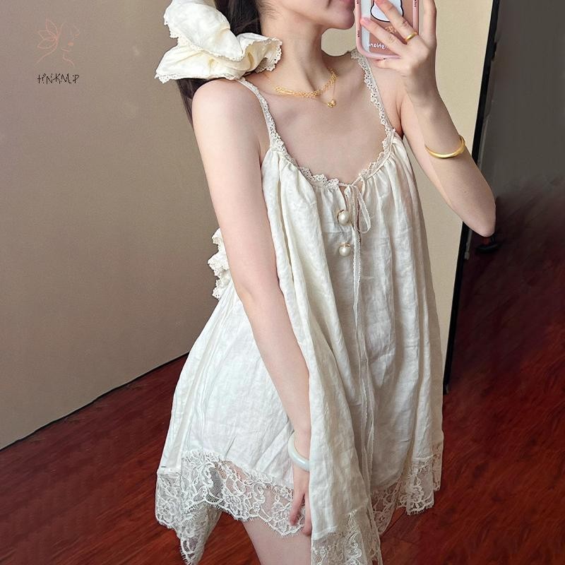 Váy Babydoll Dây Đeo Thiết Kế Ren Phù Hợp Đi Biển và Du Lịch