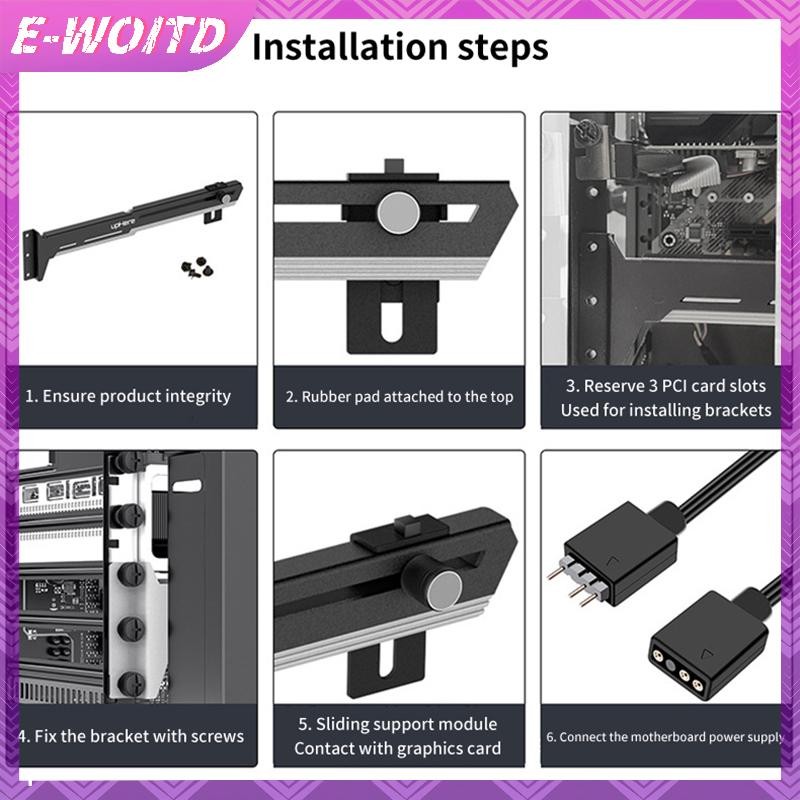 E-woitd VGA Card Đồ Họa Hỗ Trợ Khung GPU RGB Dạ Quang Ô Nhiễm Đèn Trang Trí Đồng Hành 5V ARGB AURA SYNC HNVN