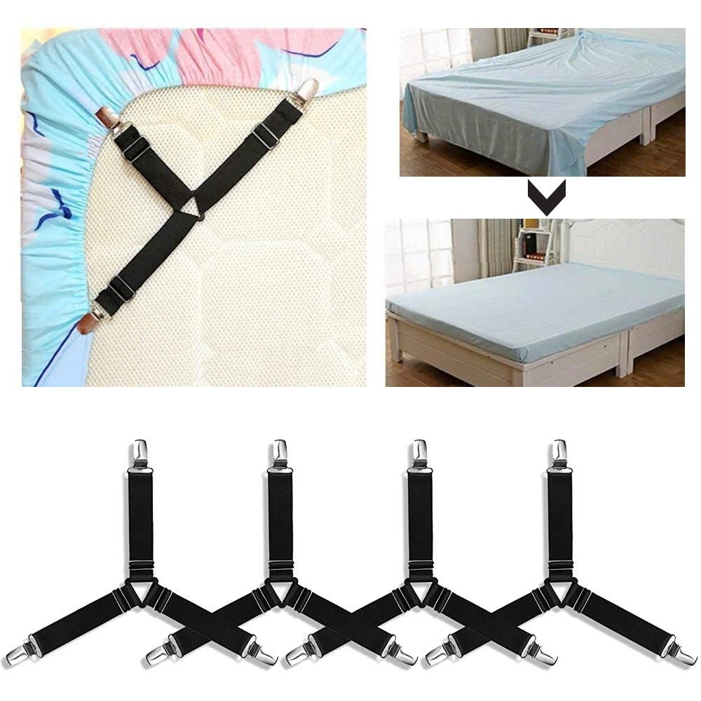 【24H】Bộ 4 Kẹp Giữ Ga Trải Giường – Dây Đàn Hồi Cố Định Chống Tuột Drap Nệm