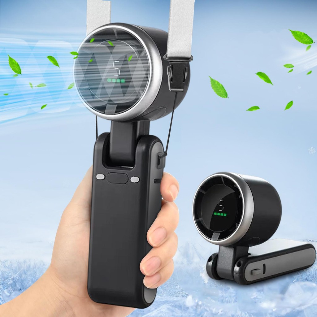 Quạt mini cầm tay 5000mAh di động có thể sạc gió mạnh 5 tốc độ turbo phản lực màn hình hiển thị pin
