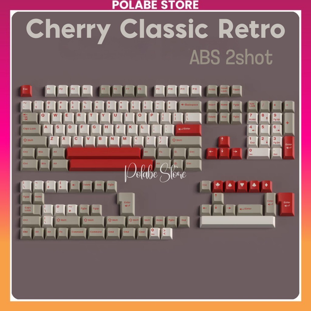 Keycap Classic Retro Red Blot Cherry Profile Keycap CMK cổ điển double shot bàn phím cơ Mitoby Factory | BigBuy360 - bigbuy360.vn