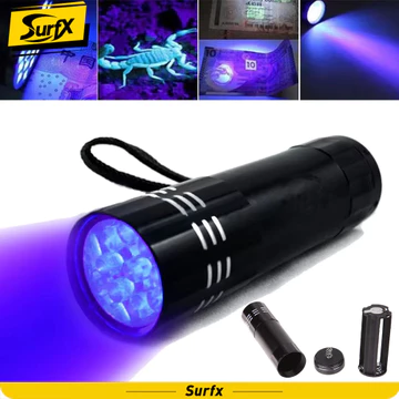 Đèn Pin UV Mini 9 Đèn LED Siêu Đèn Pin Đen Bóng Đèn Ánh Sáng Tia Cực Tím Mini Tia Cực Tím UV Đèn Pin Đèn Pin