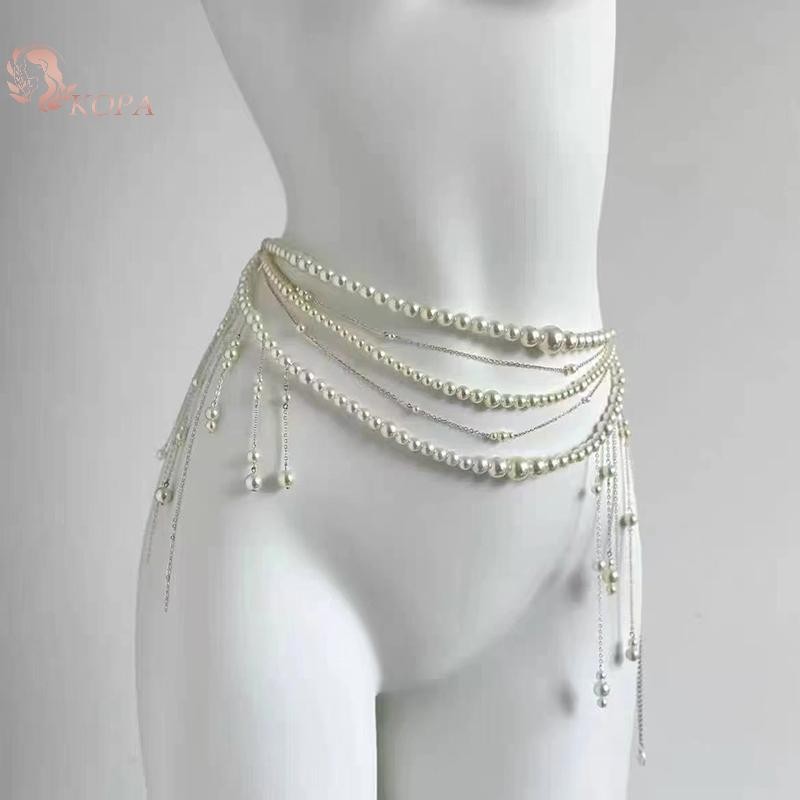 KOPA Dây Xích Eo Nữ Hoa Văn Retro Ngọc Trai - Thời Trang Nhiều Lớp, Phù Hợp Làm Quà Tặng