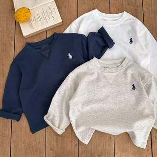 Mùa Xuân Thu Trẻ Em Dài Tay Áo Thun Bé Trai Bé Gái Retro Đáy Áo Sơ Mi Hoạt Hình Thường Ngày Cổ Tròn Top