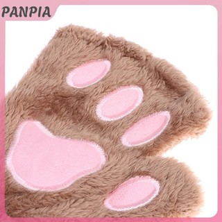 PNPIA-Cute Paw Lông Tơ Móng Vuốt Ngón Găng Tay Ấm Mềm Mại Sang Trọng Ngón Gấu Trúc Găng Tay Nửa Ngón Nữ Mùa Đông Mặc Quà Tặng Giáng Sinh