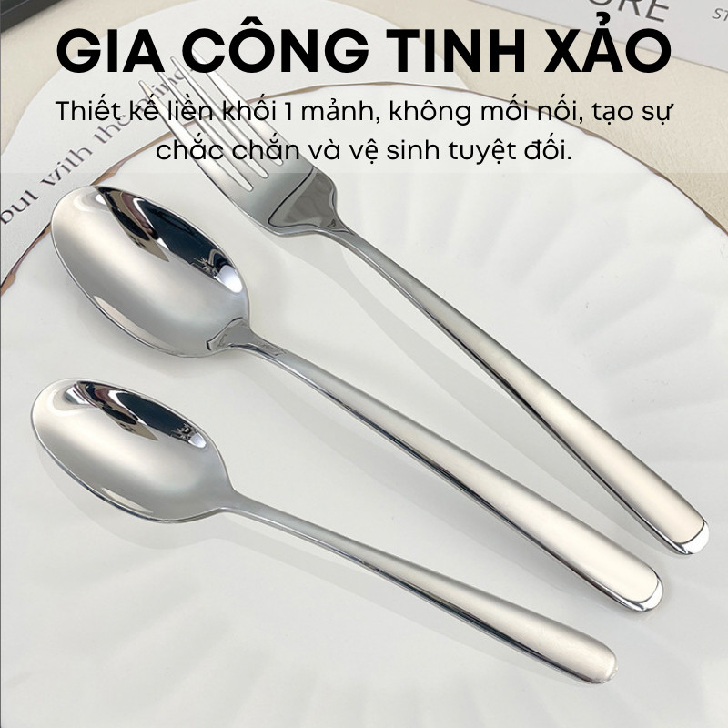 Bộ Dao Thìa Nĩa Inox 304 Cao Cấp – Phong Cách Elegant, Cán Trơn, Loại Dày - Nhà Hàng, Khách Sạn, Tiệc Buffet | 317
