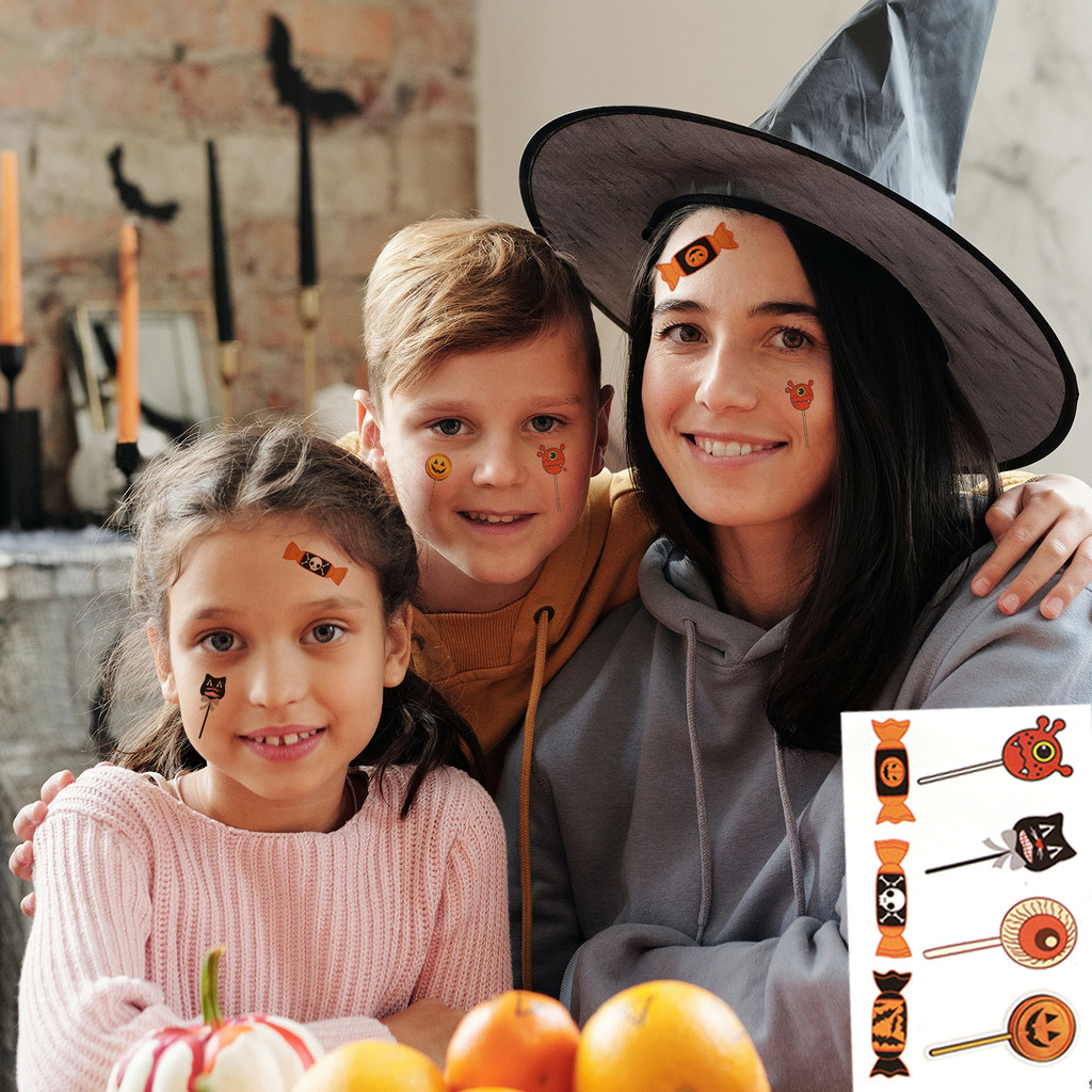 Bộ nhãn dán hình hoạt hình 30-60 cái cho Halloween - Dính nhanh, an toàn, không độc hại
