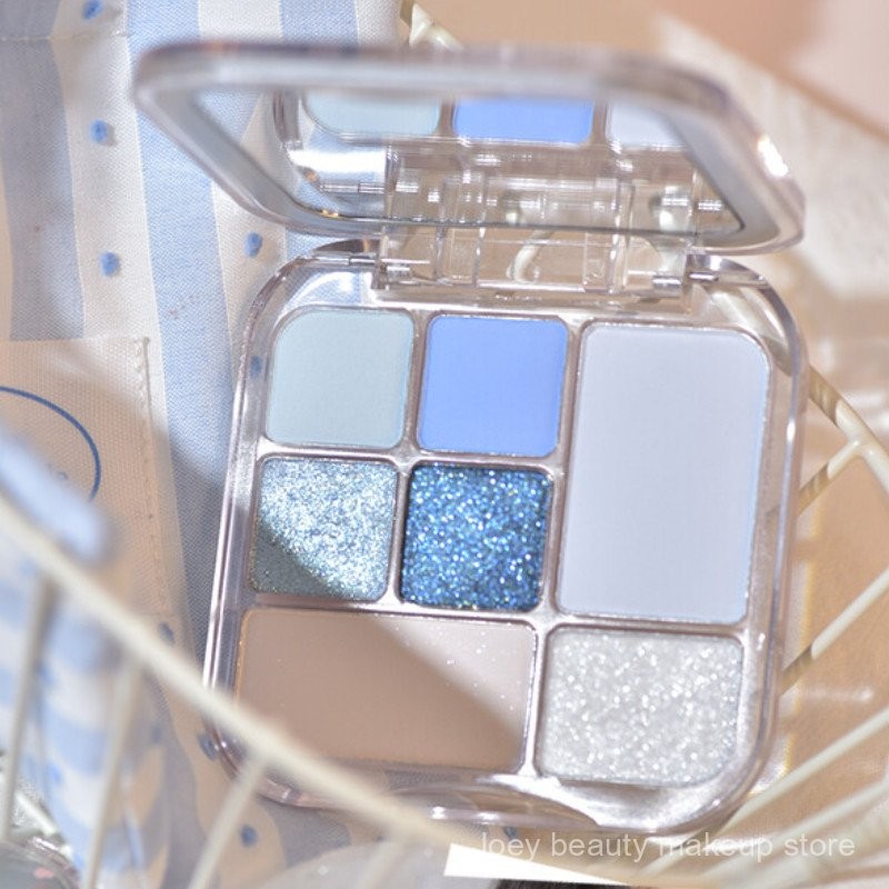 Bảng phấn mắt GOGO TALES Matte Pearl Blue Eyeshadow hun khói Cam Hồng Highlight ON6F