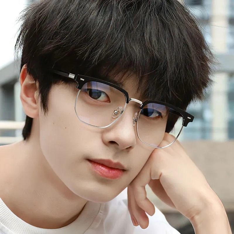 Mẫu nửa khung kính cận thị chống ánh sáng xanh HD, style cá tính dành cho giới trẻ