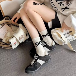 Set 5 đôi tất cao cổ nữ họa tiết gấu nơ cute GOMTAT, vớ chân chất cotton phong cách Hàn Quốc hot trend – JIN-2517-CB5