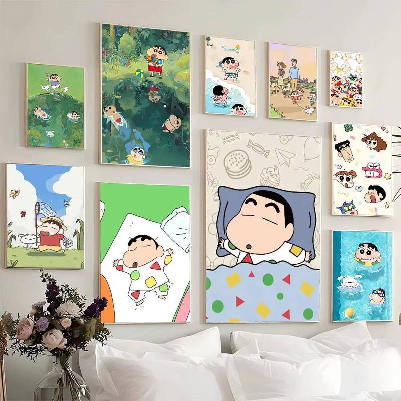 Poster canvas Crayon Shin-chan thích hợp cho phòng, quán bar, quán cà phê, tranh tường nghệ thuật thẩm mỹ