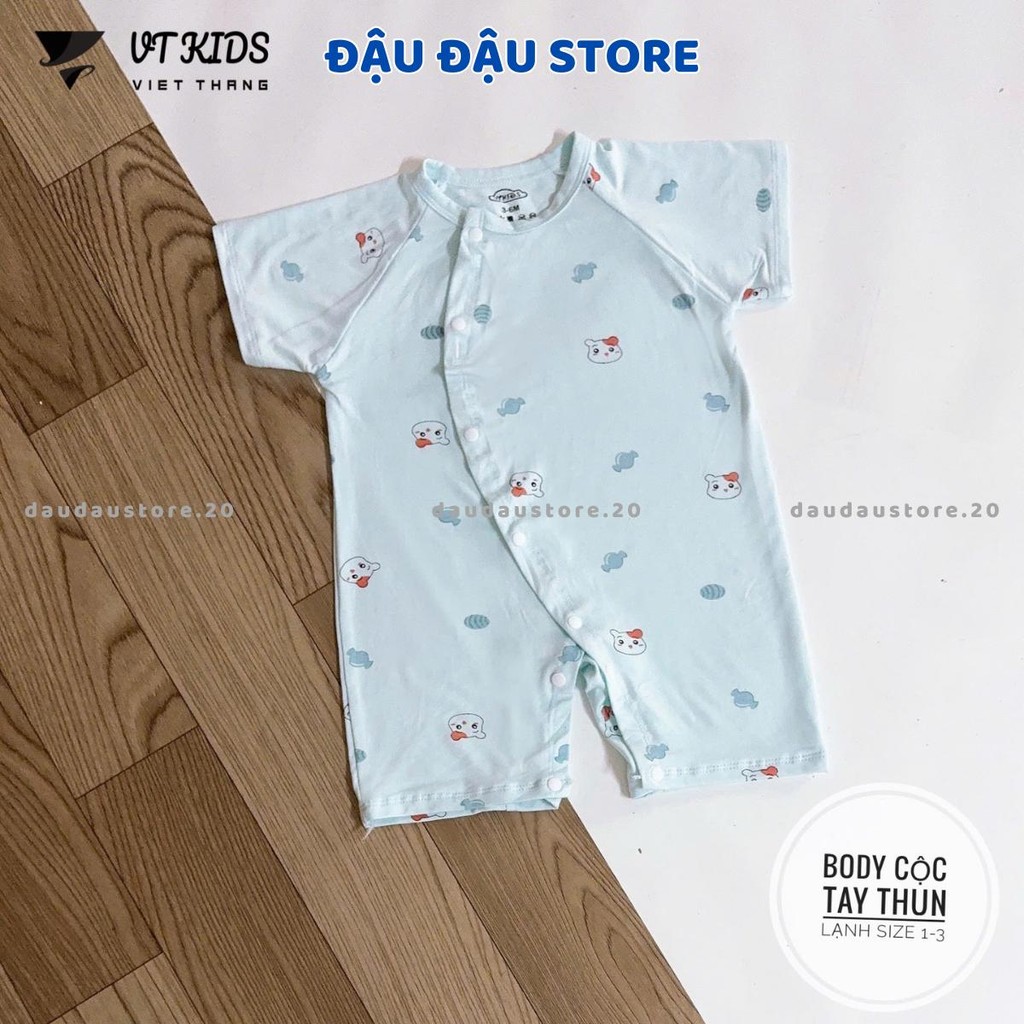 Set 2-3 Body Cộc Tay Màu VT Thun Lạnh Cúc Bấm Vạt Chéo Sơ Sinh mềm mịn cho bé trai bé gái 3-9kg VT-BDC03 Đậu Đậu Store