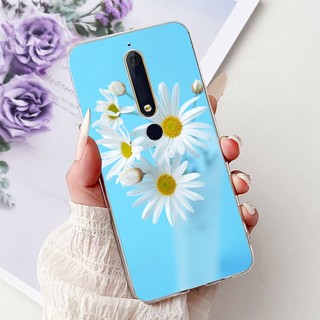 Dành Cho Nokia 6.1 / Nokia 6 2018 Ốp Lưng TA-1068 Ốp Lưng Hoa Đẹp Nơ Mềm Mại Trong Suốt Silicon Vỏ Điện Thoại Cho Nokia6 Ốp Lưng
