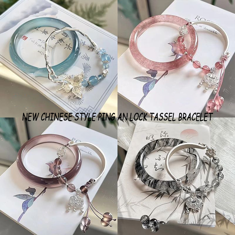Vòng Tay Phong Cách Trung Hoa Nữ Vintage Tua Rua Vòng Tay May Mắn Có Thể Điều Chỉnh Handmade Món Quà Trang Sức