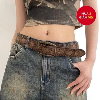 Thắt lưng dập nổi cổ điển dành cho nữ Y2K Thắt lưng phong cách dân tộc cổ cao cấp có quần jean
