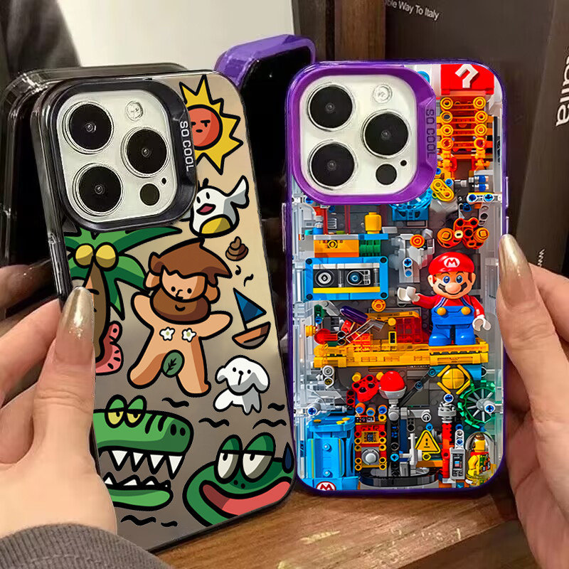 Dành Cho iPhone 16 11 12 13 14 15 Pro Max XR X XS Max 7 8 Plus SE2020 2022 Phim Hoạt Hình Supermaria IMD Sang Trọng Mờ Cứng Chống Sốc