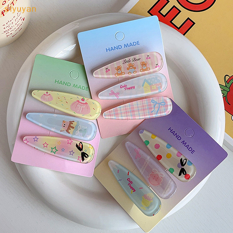 Siyuyan 3 Cái / bộ Kẹo Màu Tóc Nổ Kẹp Mùa Hè Kẹp Tóc Acrylic Barrette Tóc Bên Kẹp Cho Bé Gái Phụ Kiện Tóc VN