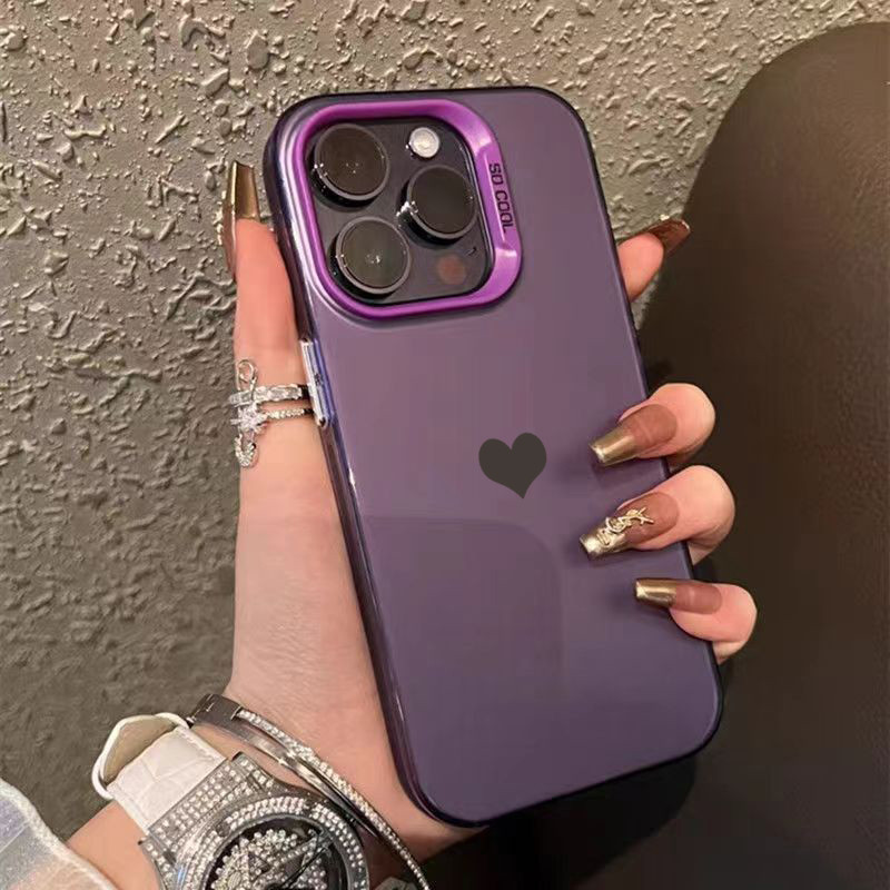 Vỏ Tương Thích Cho iPhone 16 11 12 13 14 15 Pro Max iPhone XR X XS Max 16e 7 8 Plus SE2020 2022 Dây Và Hình Trái Tim IMD Sang Trọng Mờ Cứng Chống Sốc