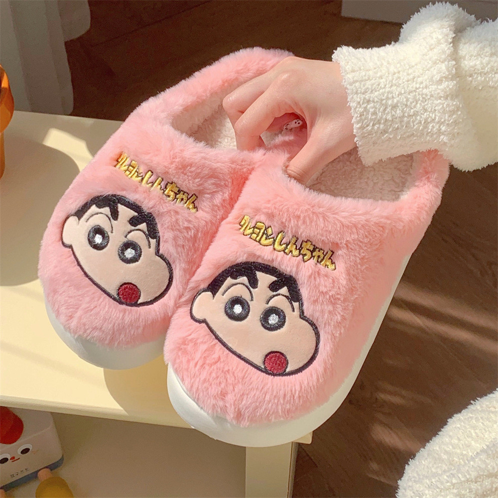 Xixitiao Dép Gia Vị Giày Trong Nhà Ấm Sang Trọng Dễ Thương Crayon Shin-Chan Đế Mềm Thu Đông Baotou Cotton
