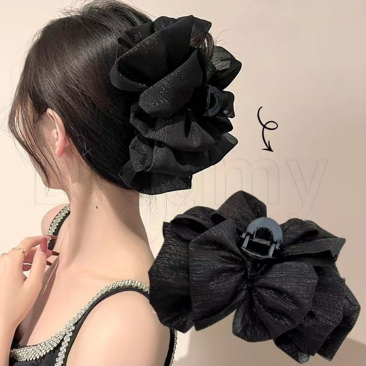 Kẹp Tóc Voan Hình Nơ Lớn Phong Cách Hàn Quốc Thanh Lịch Phụ Kiện Tóc Nữ Và Bé Gái Empoli