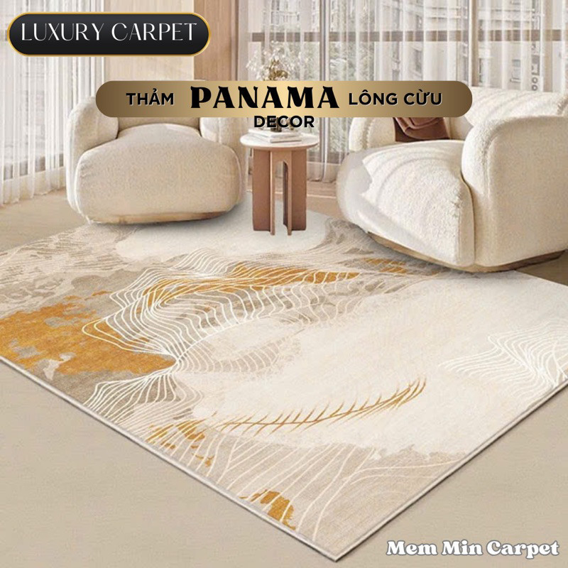 Thảm Panama Lông Cừu 1m6x2m3 - MemMinbedding  Luxury  Họa tiết sang chảnh, làm cho căn nhà thêm trang trọng