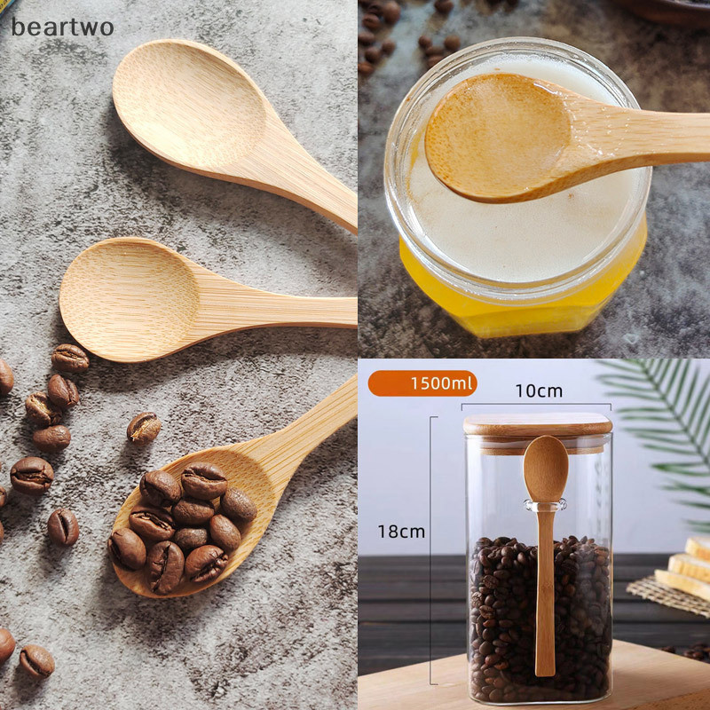 < Beartwo > 1 Chiếc Thìa Canh Nhà Bếp Tre Tự Nhiên Bộ Đồ Ăn Tự Nhiên Ellipse Ladle Muỗng Sản Phẩm Thân Thiện Với Môi Trường Thìa Nấu Mật Ong Cà Phê Đẹp