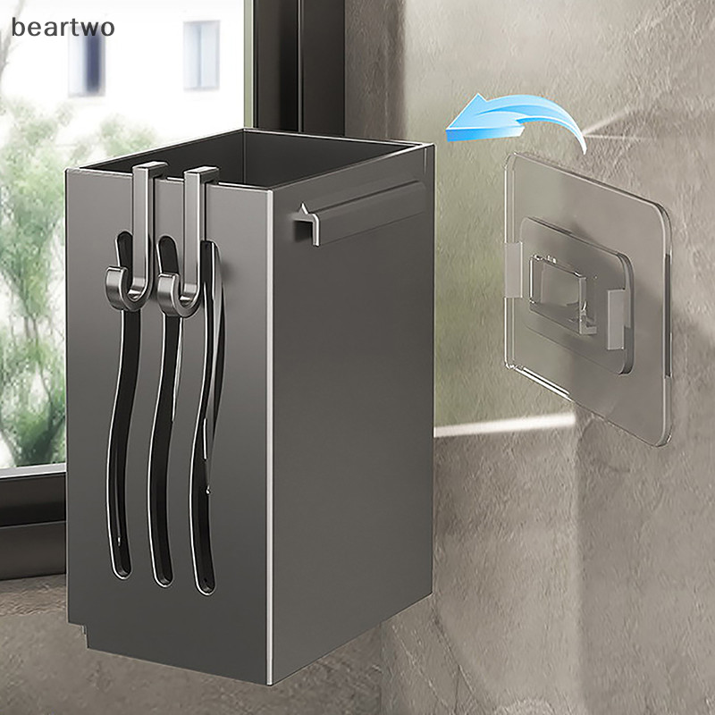 < Beartwo > Giá đỡ dao kéo nhà bếp 1 miếng, Hộp đựng dao kéo treo tường hoặc tự do, nhựa đẹp