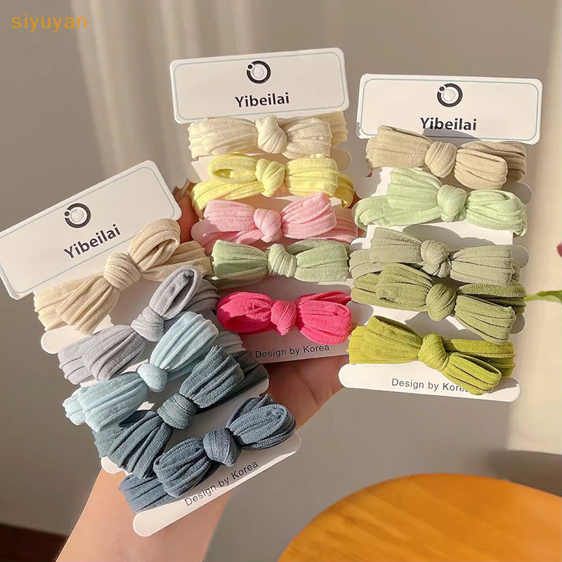 Siyuyan 5 / 10 Chiếc Đơn Giản Nơ Tóc Dây Co Giãn Nhiều Màu Sắc Traceless Đuôi Ngựa Dây Cao Su Dành Cho Nữ Bé Gái Phụ Kiện Tóc Thời Trang Dễ Thương VN