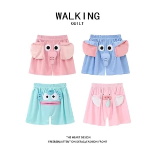 Dễ Thương Voi Vui Quần Short Hồng Nhỏ Voi Nốt Nhỏ Piggy Dumbo Bộ Đồ Ngủ Quần Short Cặp Đôi Bộ Đồ Ngủ