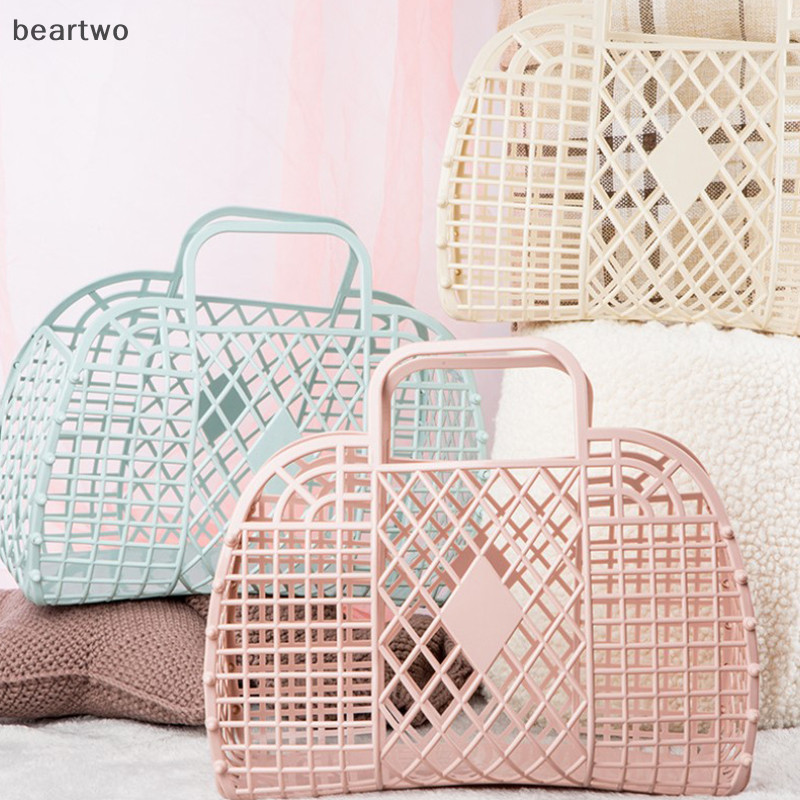 < Beartwo > Giỏ tắm có thể tháo rời Giỏ tắm bằng nhựa Phòng tắm Giỏ đựng đồ giặt rỗng Đẹp