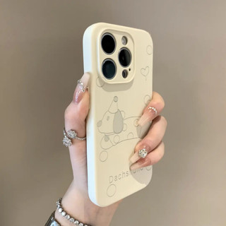 Ốp điện thoại silicon lỏng Luxury Line Dachshund cho iPhone15 Pro Max 14 13 12 11 Pro Max Vỏ bảo vệ camera chống sốc bao gồm mặt sau mềm