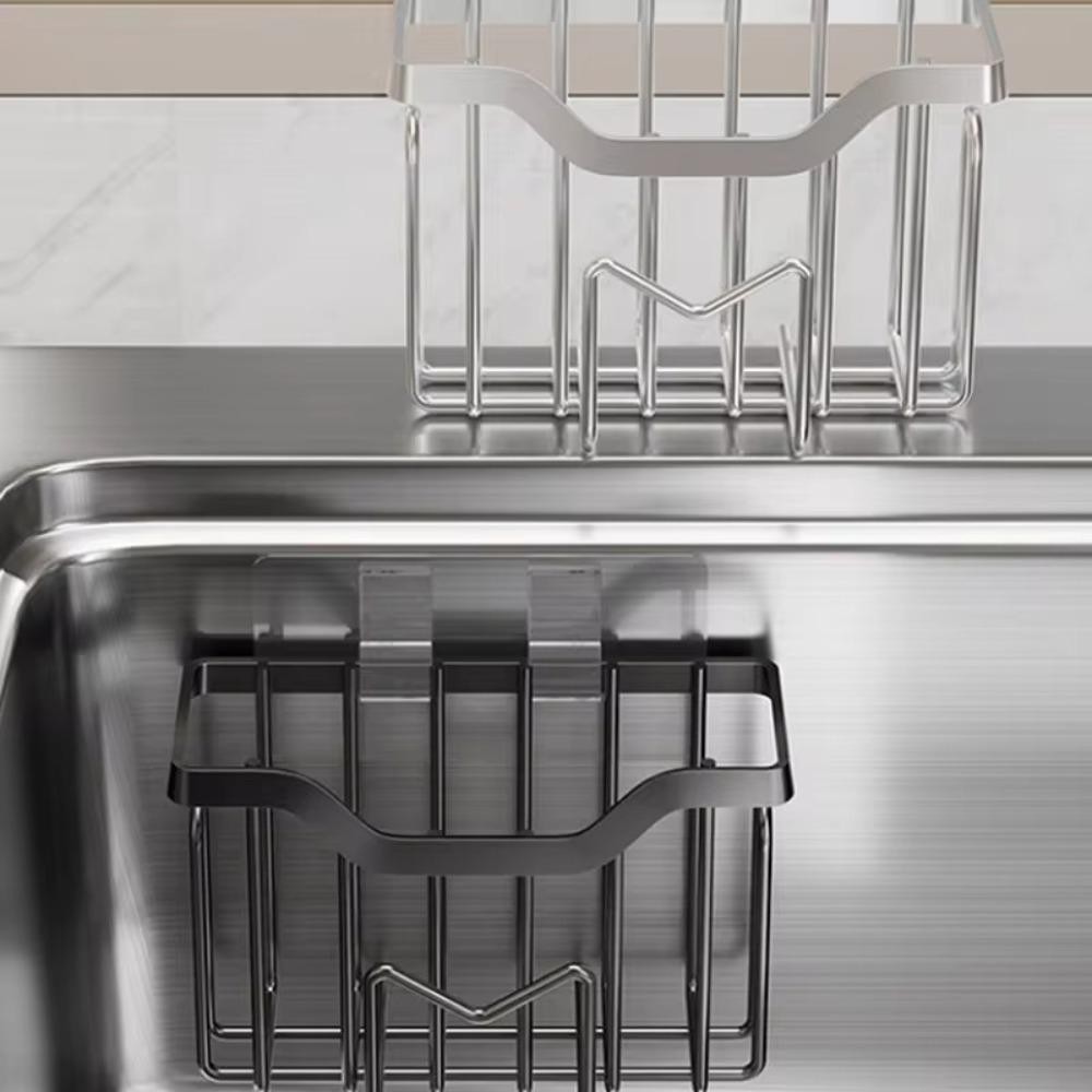 Giá đỡ miếng bọt biển YOKEY, Dụng cụ sắp xếp bồn rửa nhà bếp bằng thép không gỉ chống gỉ, Tiết kiệm chất lượng không gian Khay thoát nước đa chức năng Nhà bếp