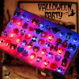 Halloween Sáng Tạo LED Dạ Quang Nhẫn Bí Ngô Ma Đầu Lâu Phát Sáng Đảng Trẻ Em Quà Tặng
